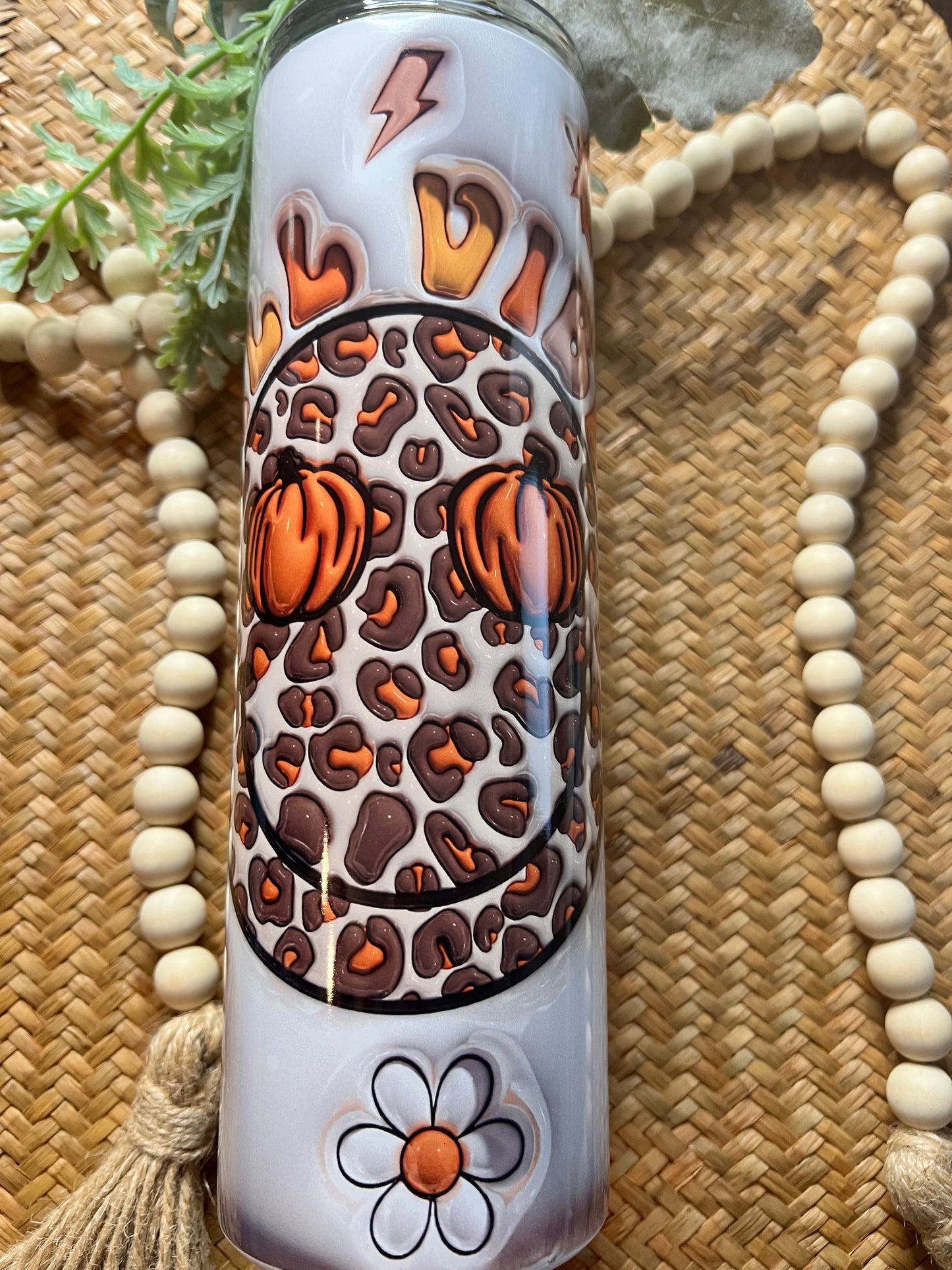 Fall Vibes leopard pumpkin 3d Puff