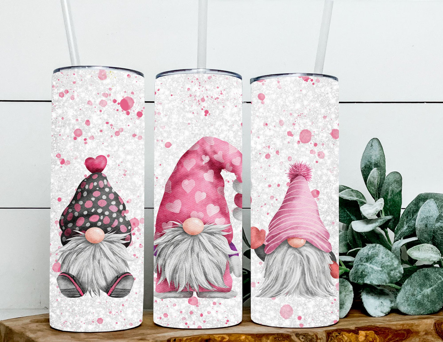 Ava, Demi, and Poppy the Valentine Heart Gnomes