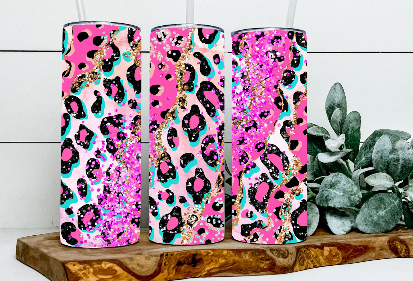 Neon Pink Leopard Glitter