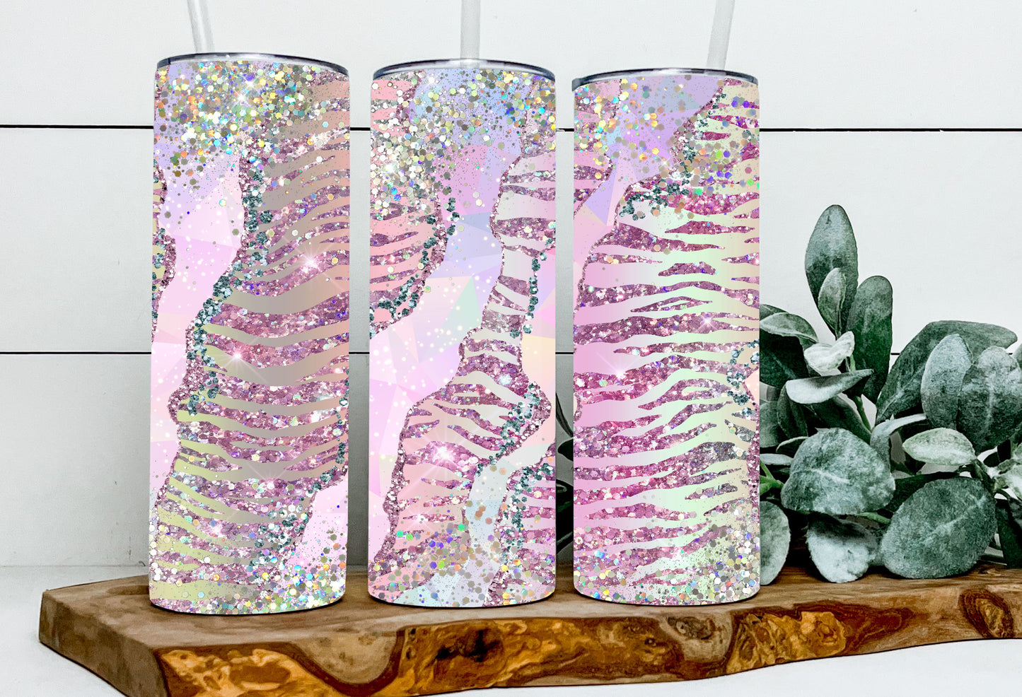 Ombre Glitter Zebra Striped