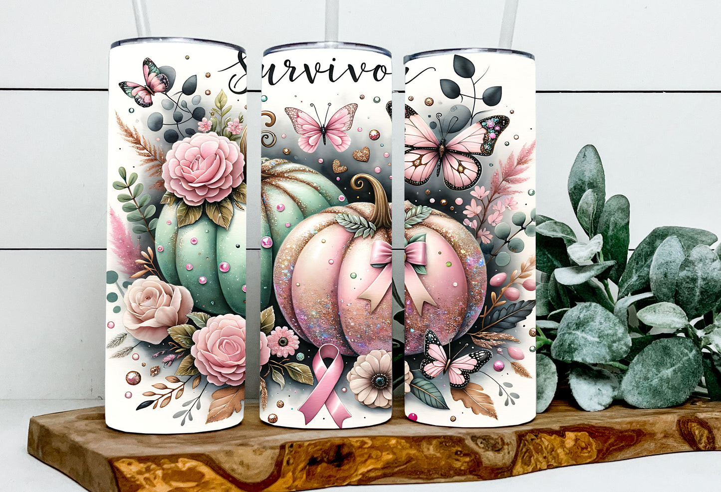 Pastel Pumpkin Pink Ribbon Survivor