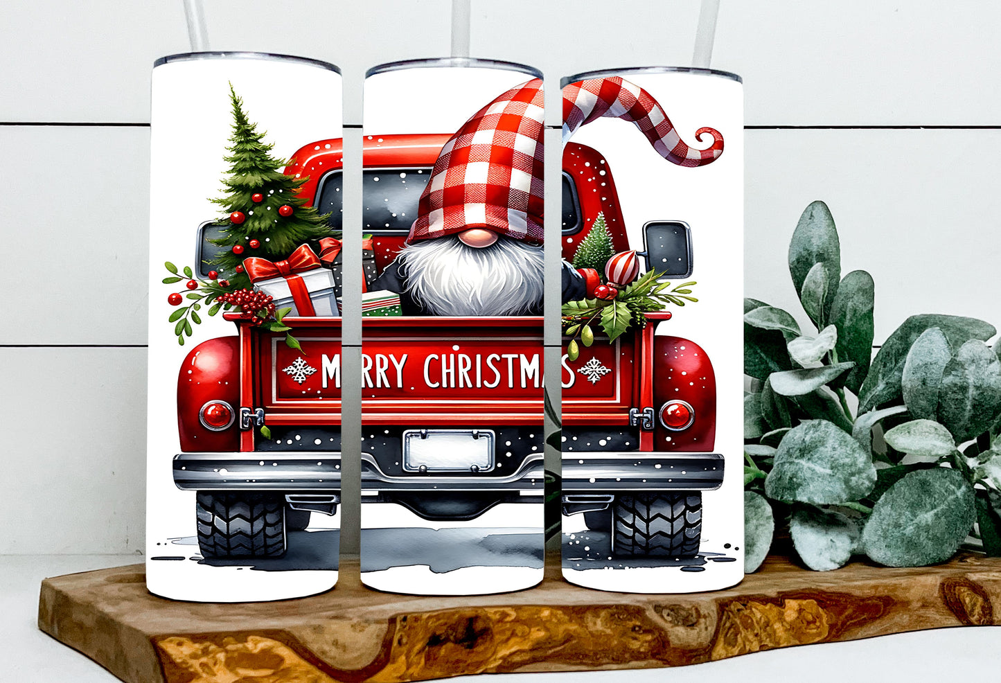 Merry Christmas Vintage Gnome Truck