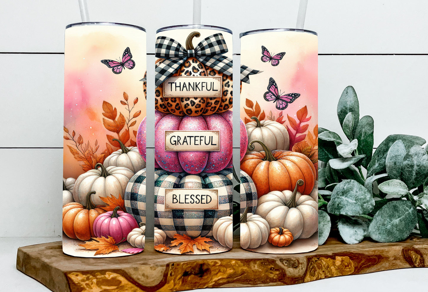 Thankful Grateful & Blessed Pumpkin Stacks