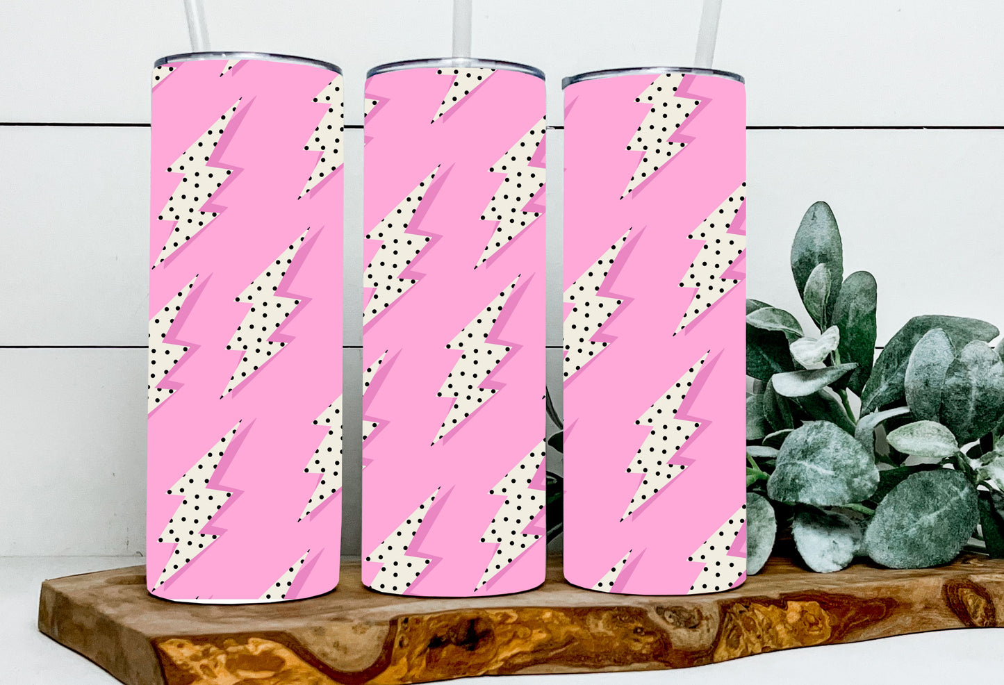 Pink Polka Dot Lightening Bolts
