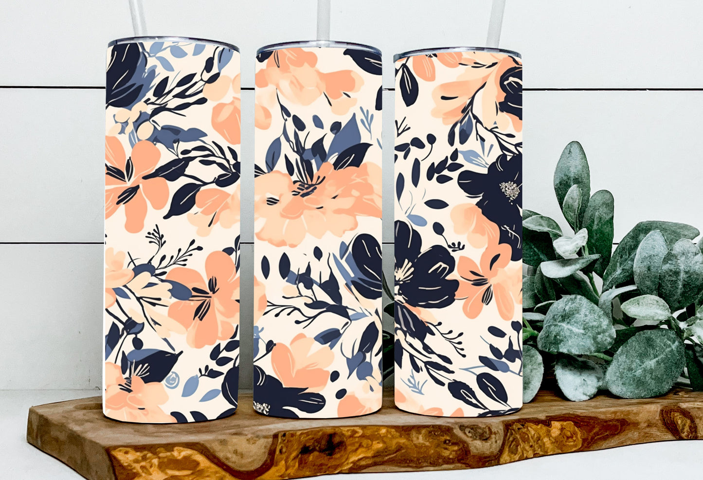 Vintage Floral Blue & Peach