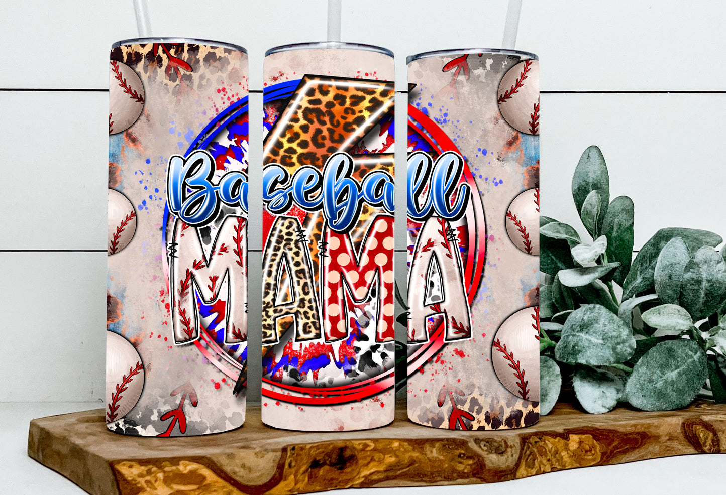 Baseball Mama Leopard Lightening