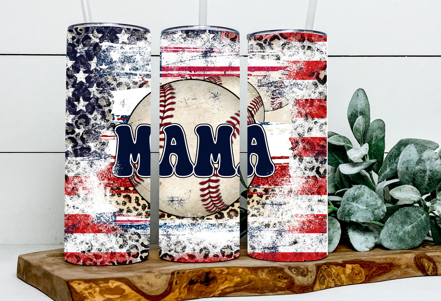 Baseball Mama Leopard Flag