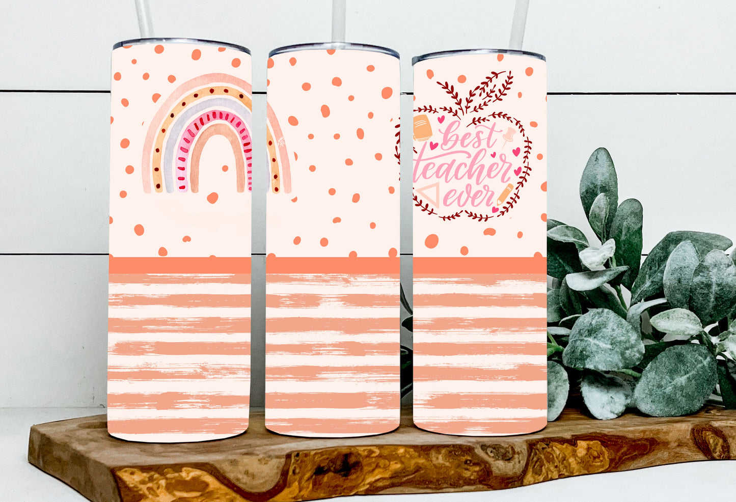 Best Tacher Ever Polka Dot & Stripes