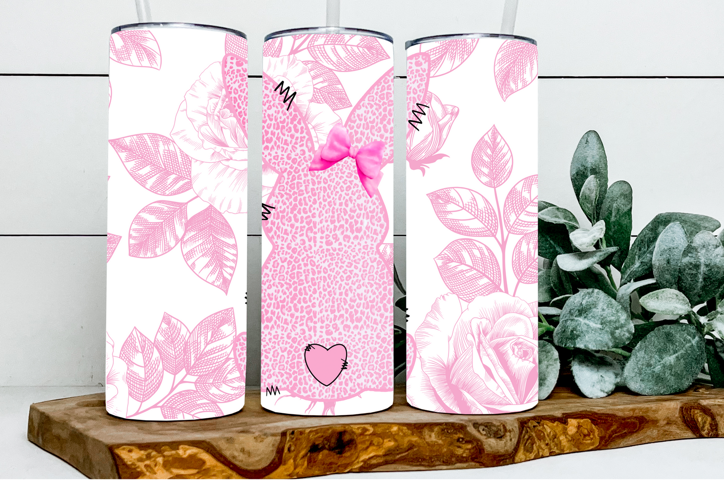 Pink Leopard Floral Bunny