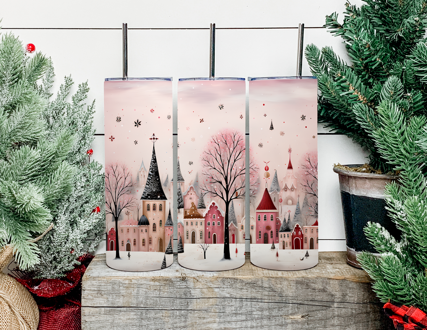 Pink Christmas Village