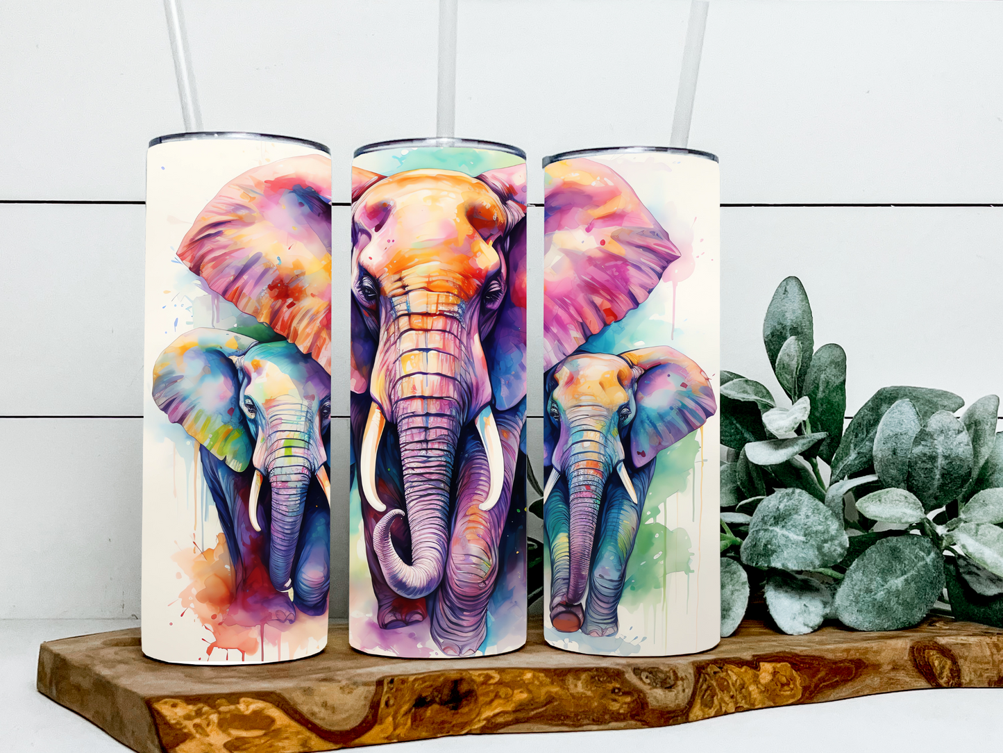 Kristin, Kal, & Kayla the Watercolor Elephants