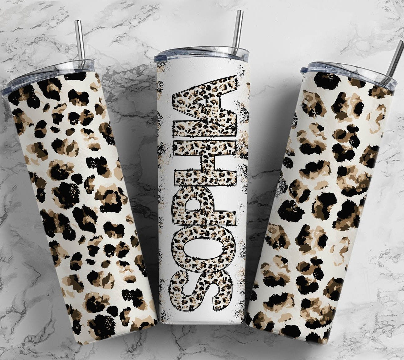 Leopard Custom Name Tumbler