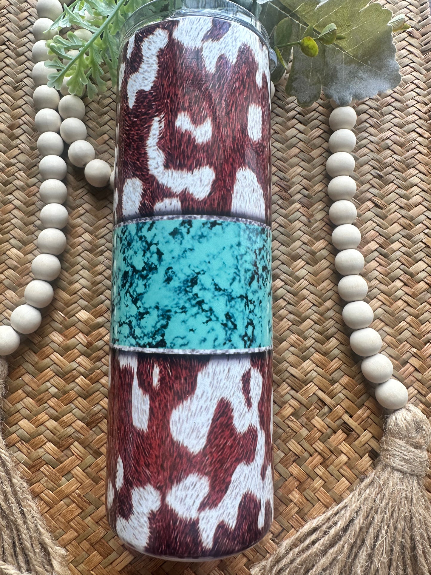Cowhide Turquoise Crackle