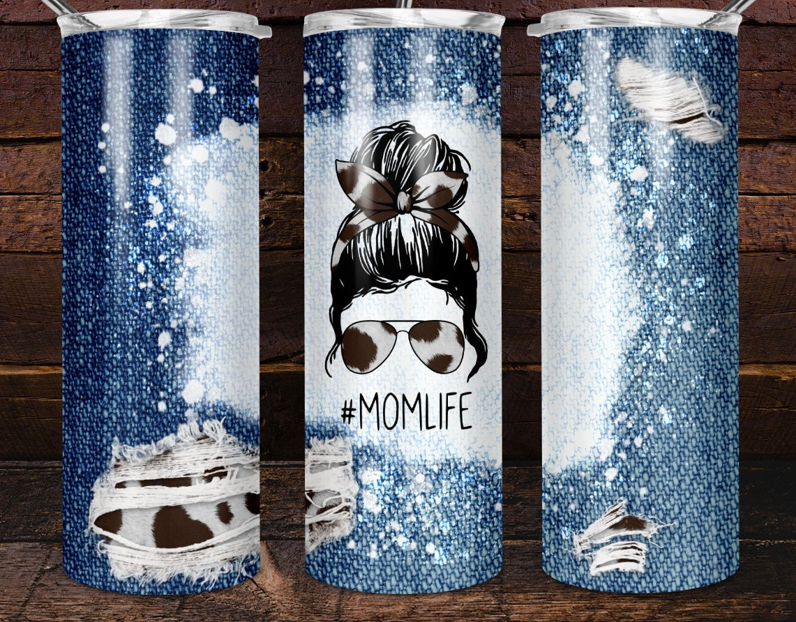 Momlife Ripped Denim Cowhide