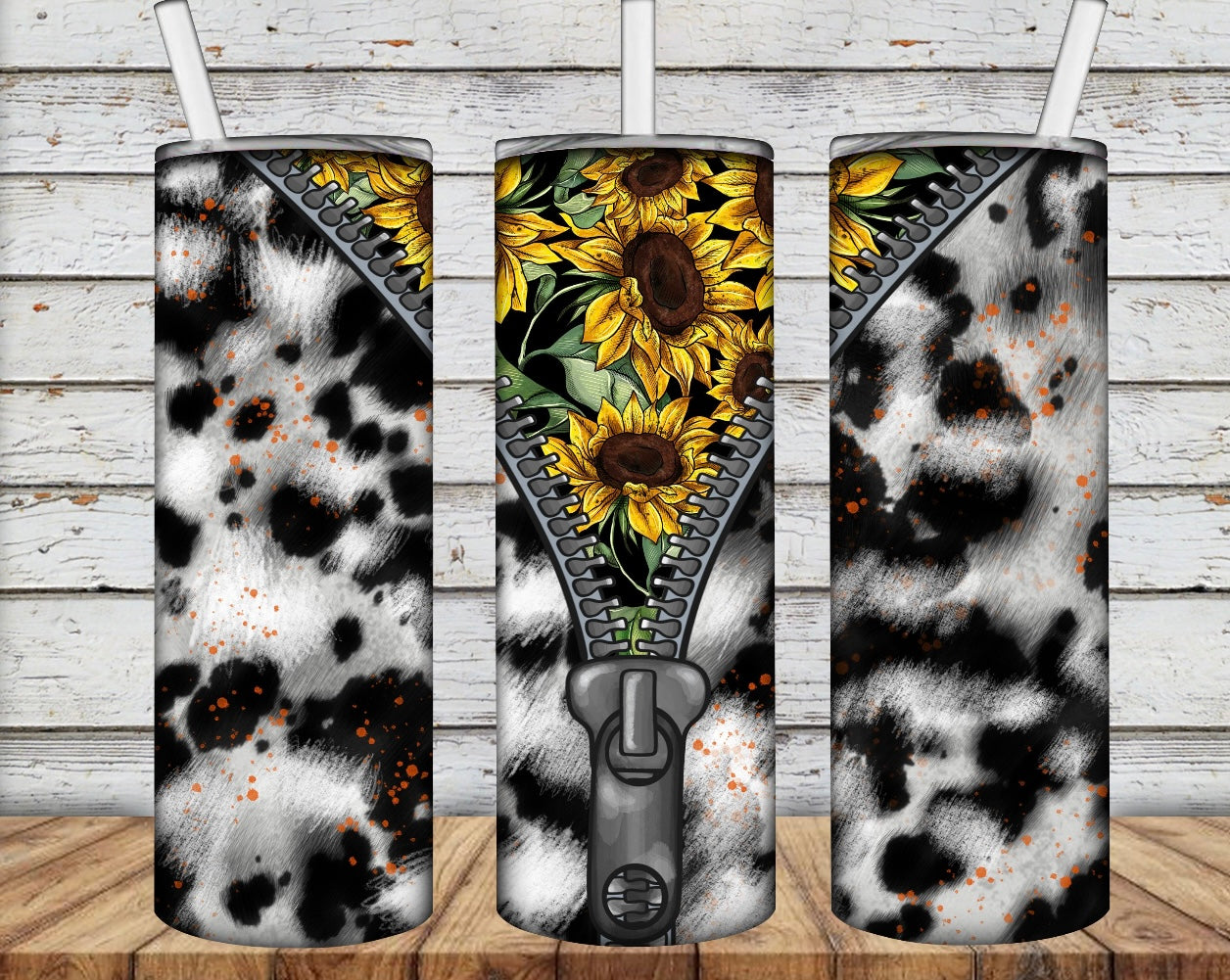 Sunflower Cowprint Zipper