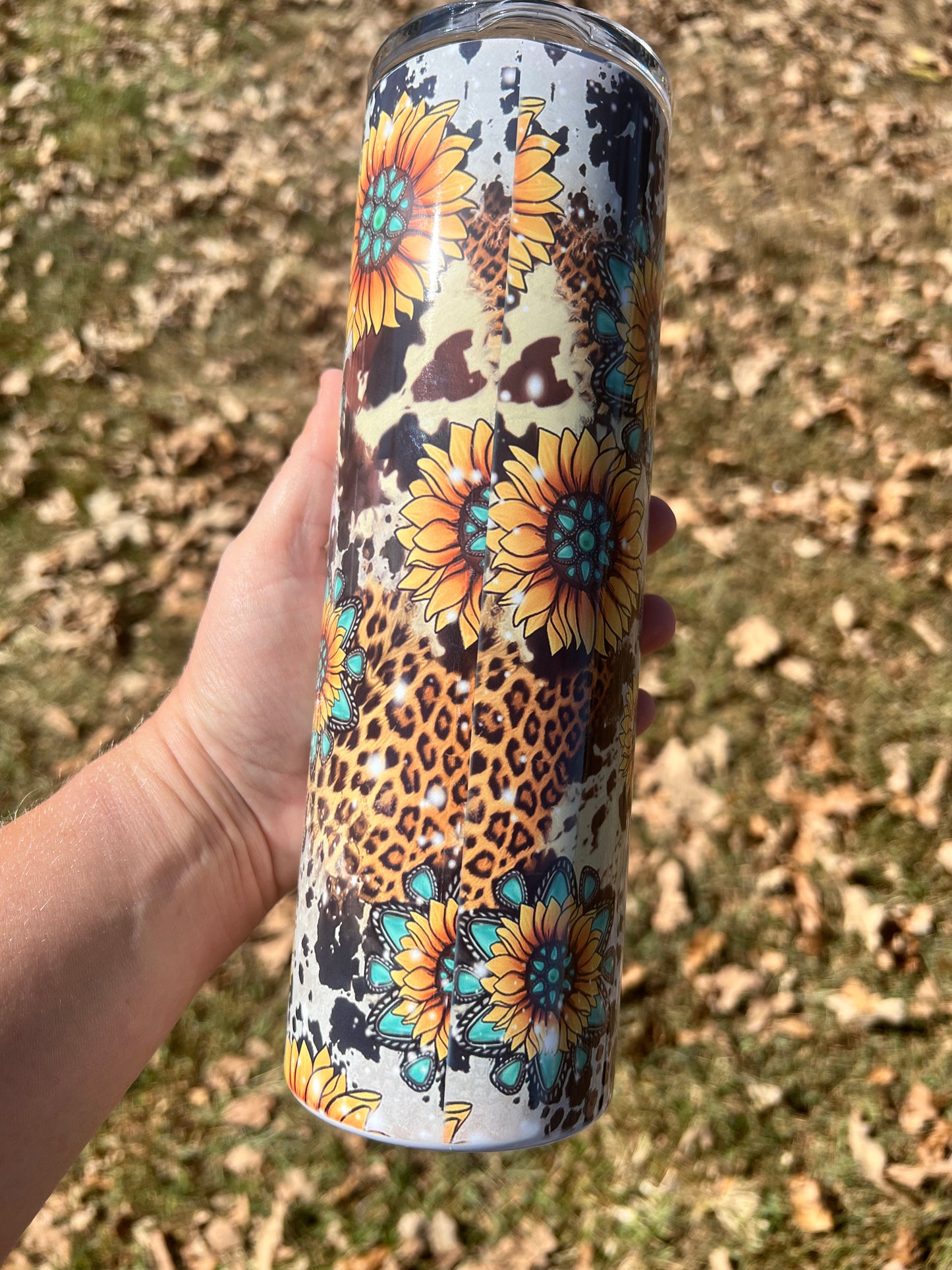 MomLife Messy Bun Turquoise Sunflowers