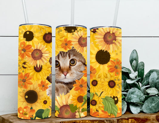 Cat in Sunflowers