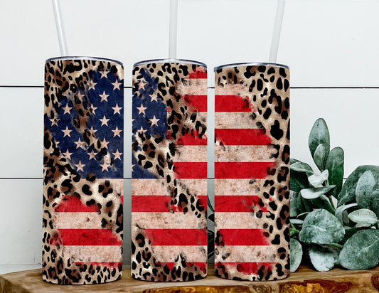 Leopard Torn American Flag