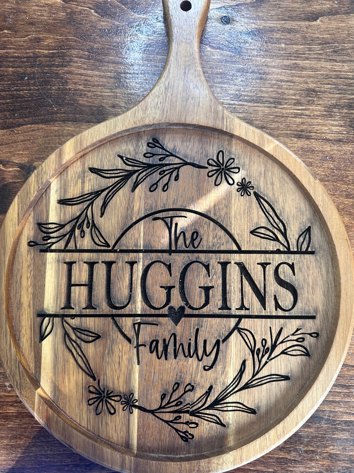 Personalized Family Cutting Board WIth Handle