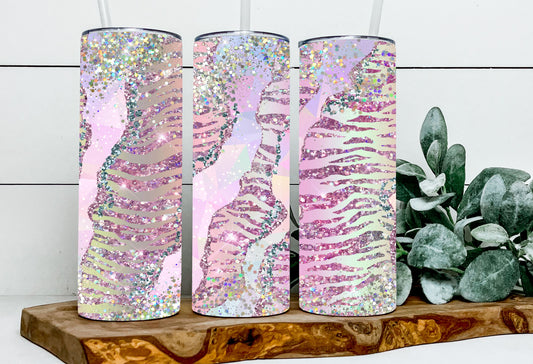Ombre Glitter Zebra Striped