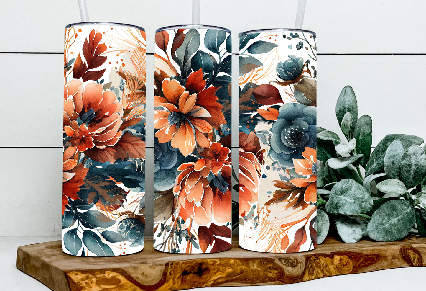 BOHO Orange Floral Tumbler