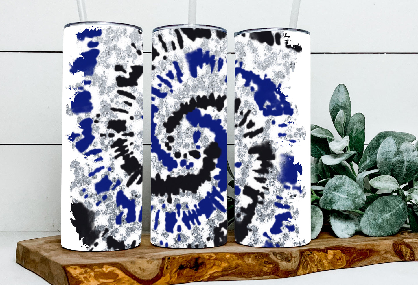 Royal Blue & Black Tie Dye Watercolor