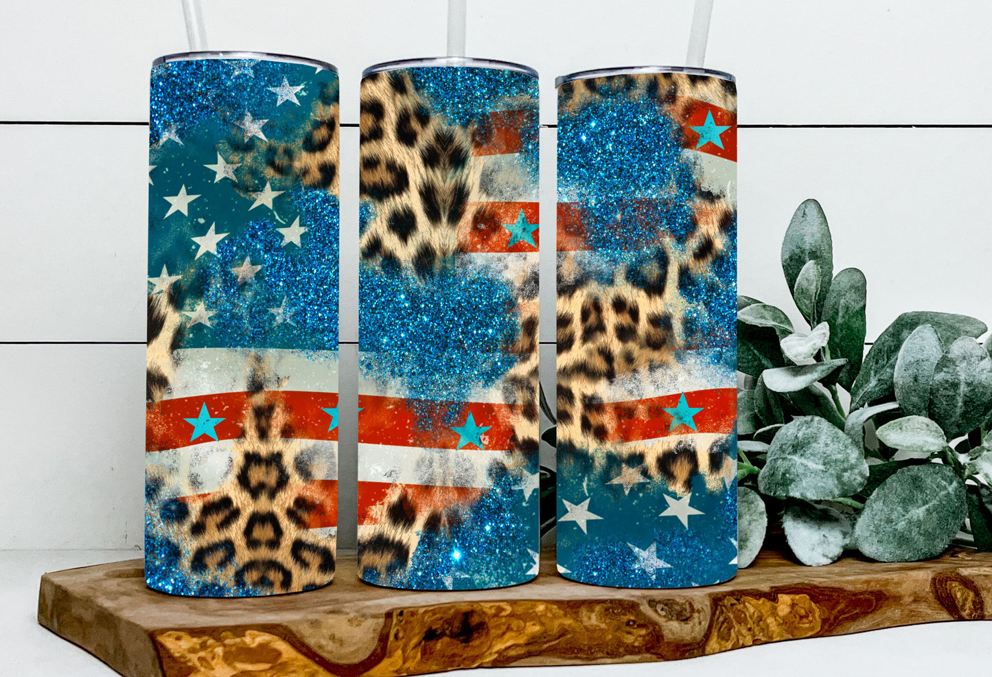 Patriotic Leopard Glitter