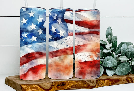 Watercolor American Flag