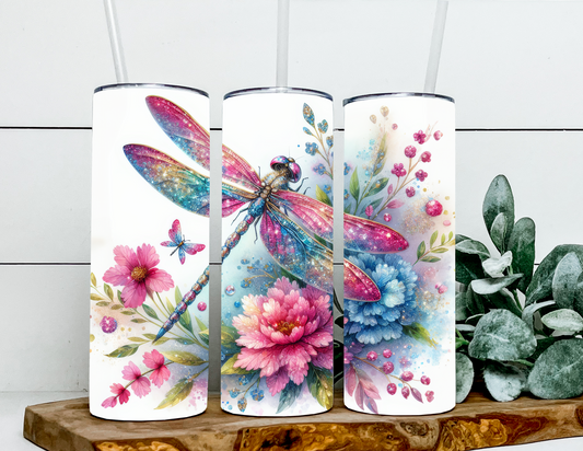 Dragonfly Glitter Floral