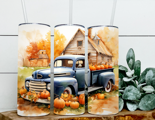 Vintage Fall Truck with Pumpkins