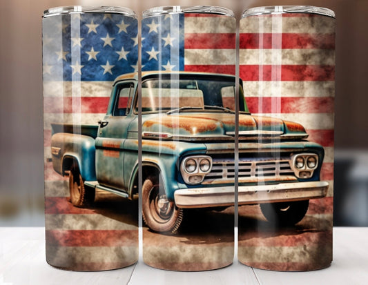 Vintage American flag truck