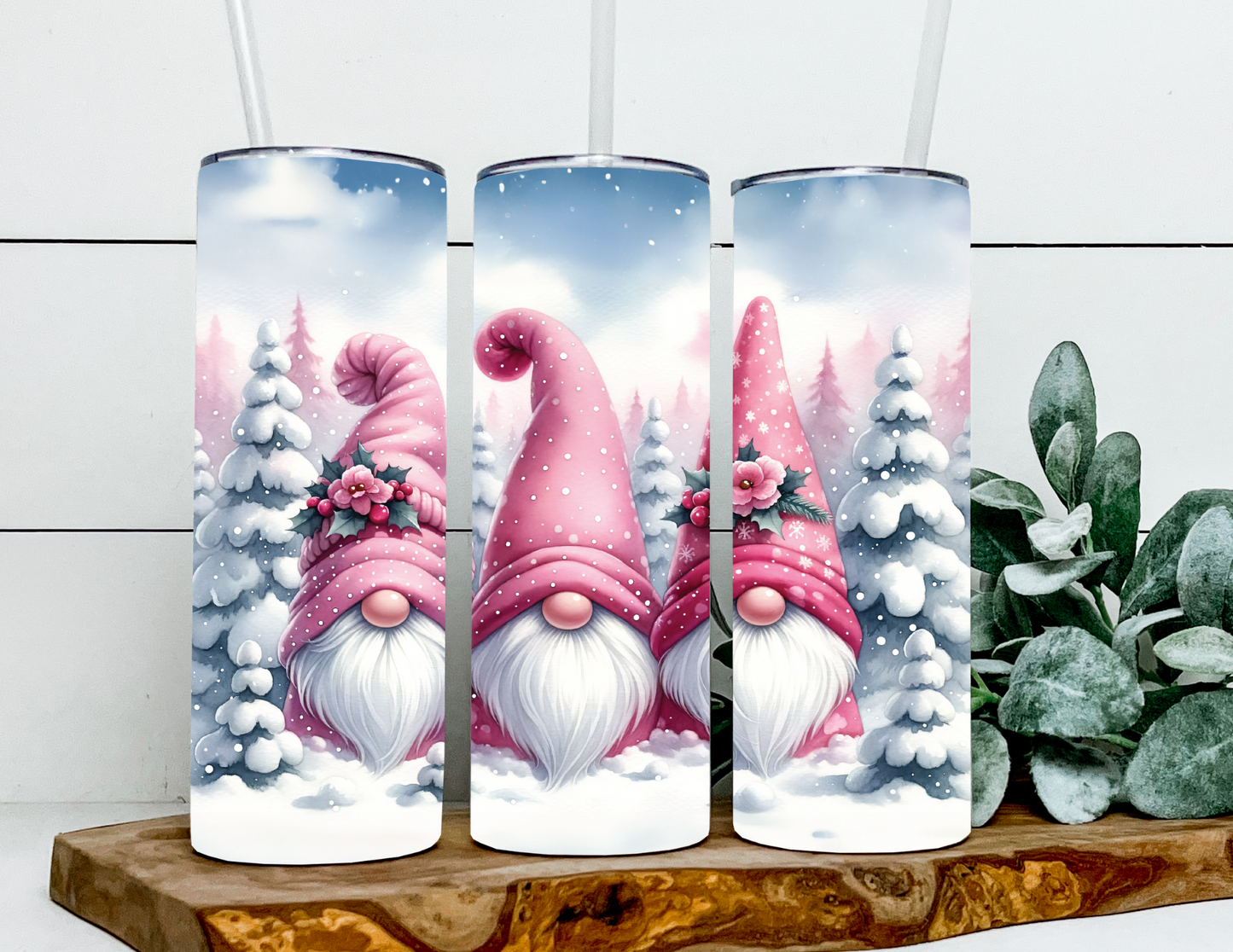 Candi, Jingles and Merry the Pink Christmas Gnomes