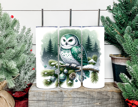 Everett the Green Christmas Owl