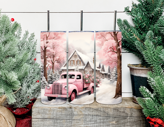 Pink Vintage Christmas Truck