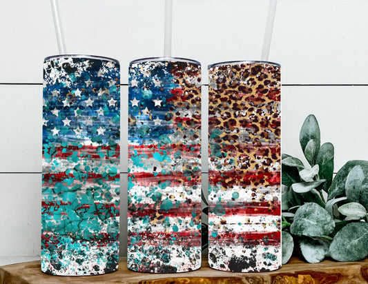 American Flag Distressed Animal Print