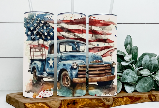 Vintage Truck USA Flag