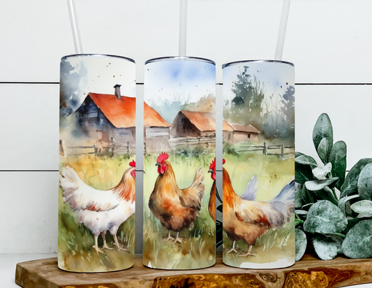 Watercolor Chickens