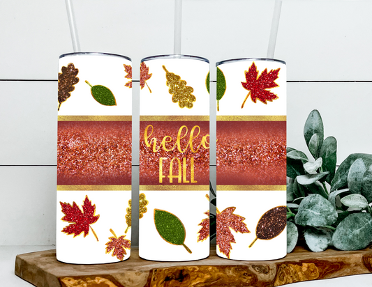 Hello Fall Glitter Leaves