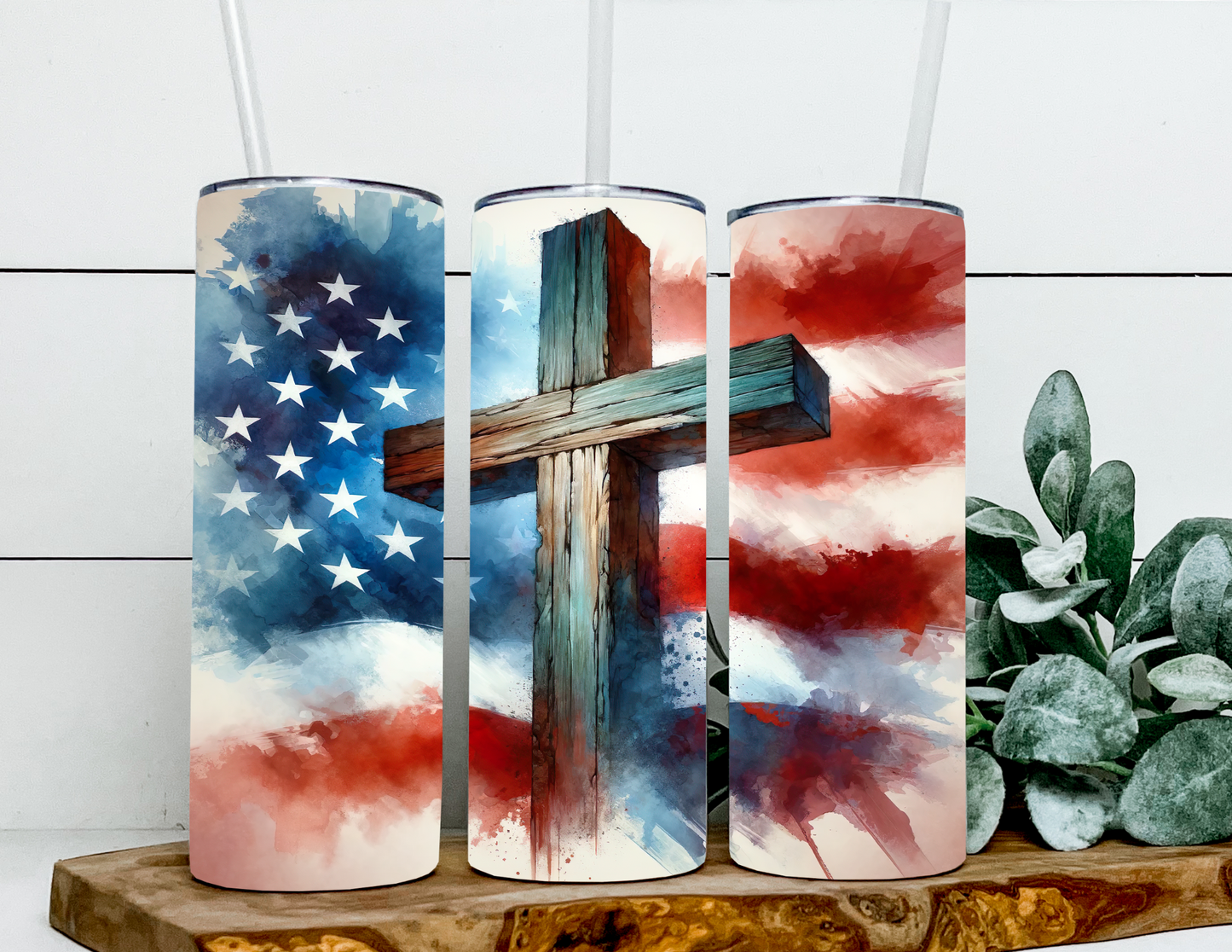 Patriotic Cross Watercolor