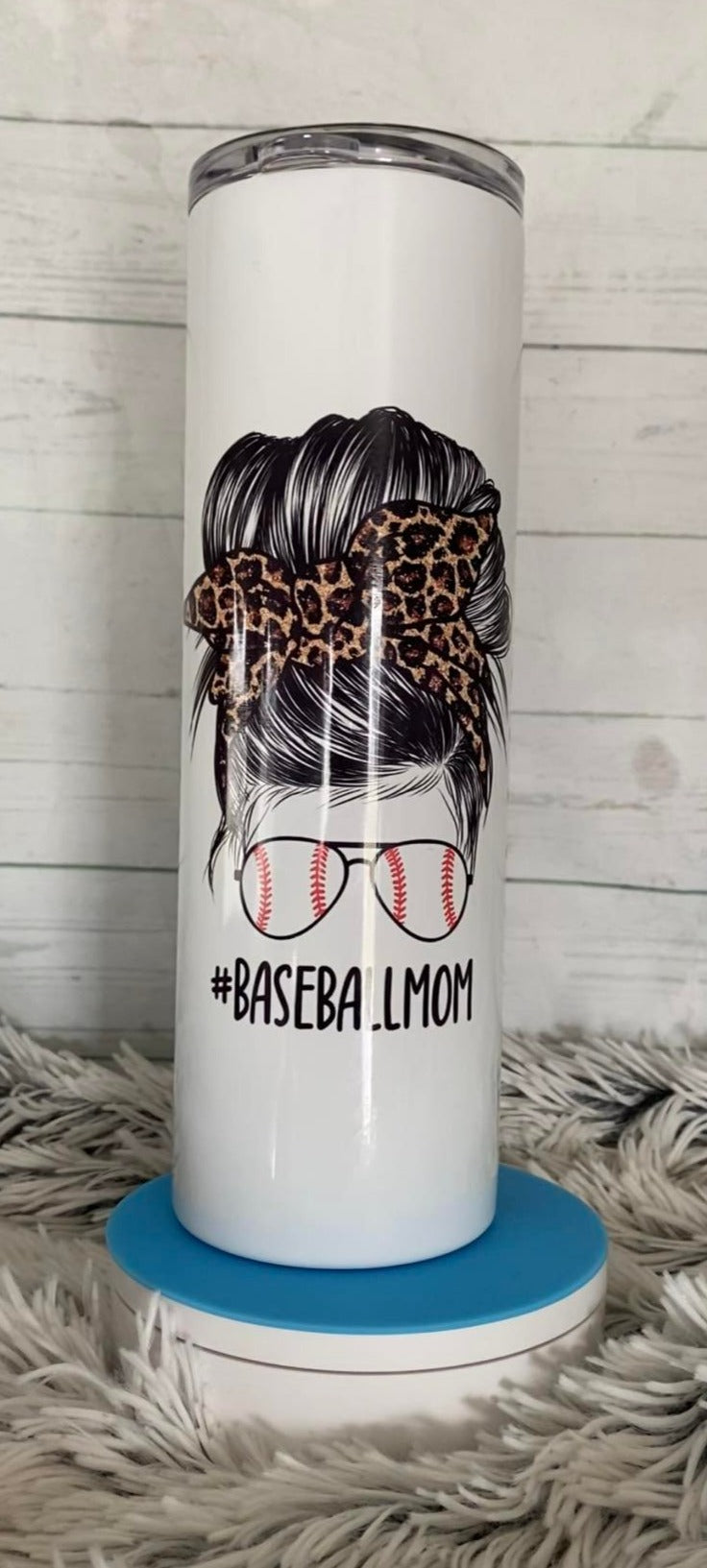 Baseball Mom Leopard Messy Bun