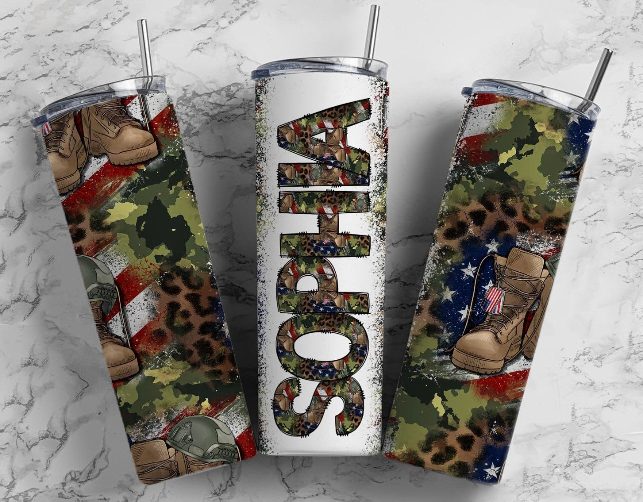 Army Boots Patriotic Custom Name