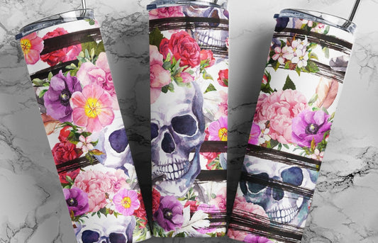 Striped Floral Skulls