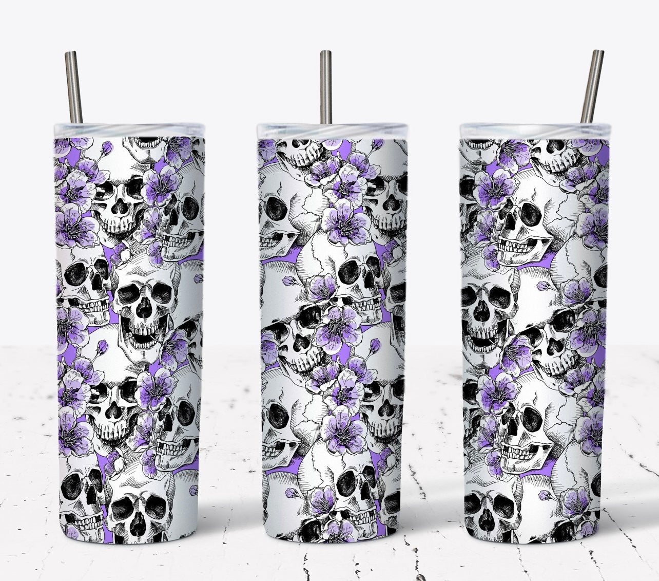 Purple Skulls floral