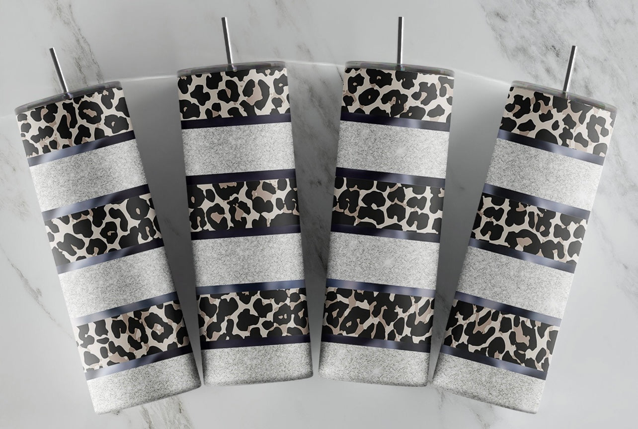 Leopard Silver Glitter Stripes