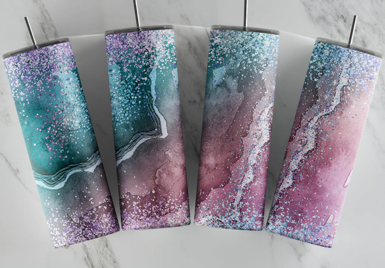 Purple Turquoise Watercolor Holographic